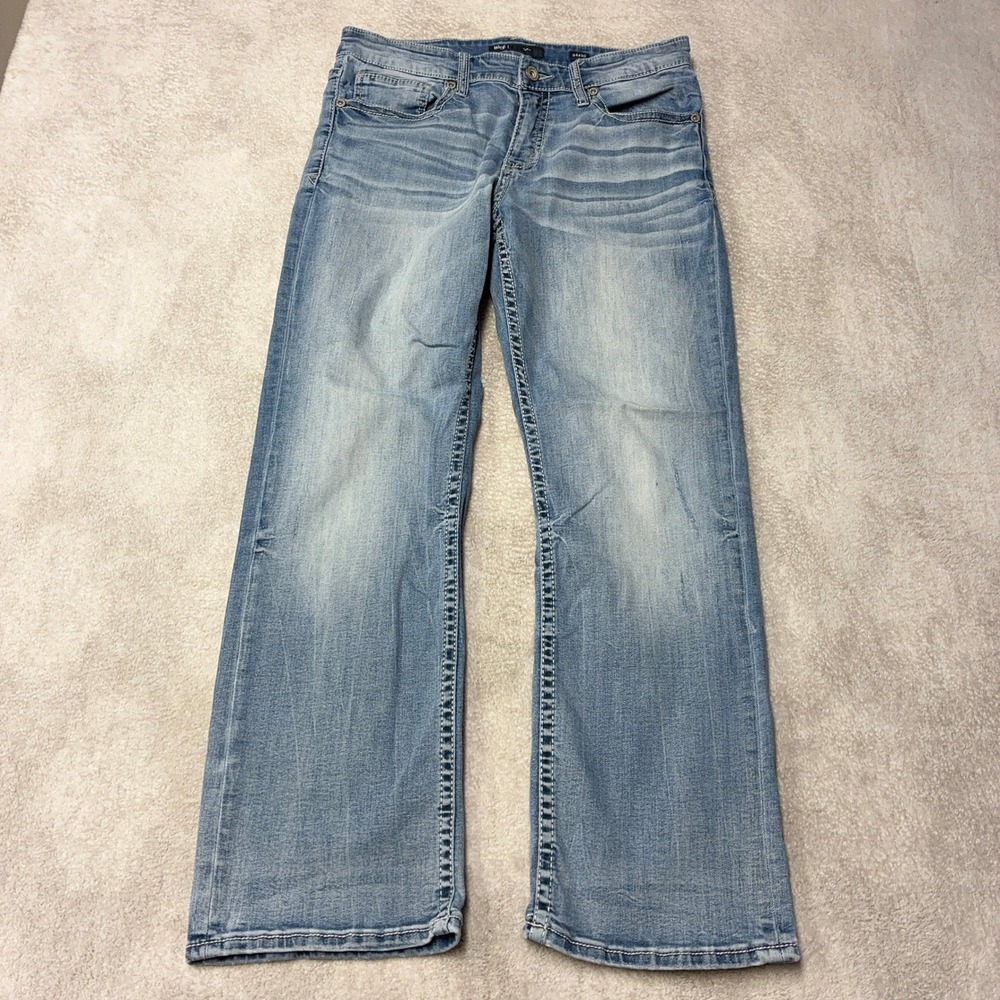 BKE Buckle Jake Jeans  Light Wash Straight Leg Denim Faded Mens 34x30